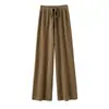 Pantalones de Pierna Ancha 100% Lana Pura Australiana para Mujer, Pantalones Largos Rectos para Otoño e Invierno con Caída, Pantalones Casuales de Punto de Cachemir Largos hasta el Suelo
