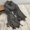 Nuevo Pañuelo de Algodón y Lino 2026 para Mujer, Bufanda de Seda Artística de Color Sólido Delgada de Verano, Bufanda de Cuello Versátil Fruncida, Chal de Protección Solar para Viaje