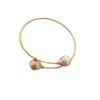 Pulsera de Perlas Chapada en Oro Cobre Perla Barroca con Forma Especial Pulsera Elástica Abierta Pulsera Enrollada Hecha a Mano