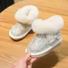 Botas de Nieve para Bebé Niña Calzado de Algodón Cálido Zapatos de Princesa Zapatos Peludos Botas Cortas Nuevas de Invierno Zapatos para Andador de Bebé