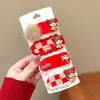 Grampo de Cabelo Laço Vermelho Fofo de Ano Novo para Crianças Meninas Flor Desenho Animado Presilha Lateral Bebê Presilha Bico de Pato de Ano Novo Acessório de Cabeça