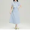 Vestido Camisa Blanco de Manga Corta Estilo Francés para Mujer Verano 2026 Nuevo Único Hermoso Vestido Largo de Línea A Ceñido a la Cintura