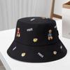 Sombrero de Verano para Mujer Estilo Coreano Bordado Oso Sombrero de Pescador para Mostrar Rostro Pequeño Sombrero de Cubo Parasol Combinable para Estudiantes al Aire Libre Sombrero Antisolar
