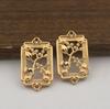 Acessórios de Joia Estilo Antigo, Pingente Retangular de Bronze Fundido com Galho de Flor de Ameixa, Pingente Conector, Material para Pente de Cabelo, Estilo Chinês, Estilo Étnico