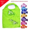 Saco de compras dobrável personalizado armazenamento portátil poliéster desenhos animados tropical peixe saco ambiental publicidade personalizada logotipo