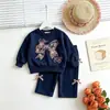 Conjunto para niña: Conjunto de Sudadera con Lazo para Primavera y Otoño, Estilo Dulce y Lindo, Estilo Salado Lindo Deportivo de Dos Piezas Ropa para Niños