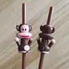 Fabricantes de Yiwu caricatura popote reutilizable comida plástico creativo novedad animal lindo gatito cerdo rosa popote