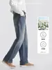 Também, jeans vintage de algodão puro com lavagem desgastada, calça longa casual reta de perna larga azul nostálgico para homens no outono