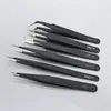 Set de Pinzas Negras Engrosadas Herramienta Clip para Reparación de Teléfonos Móviles Hecho a Mano DIY Pinzas de Punta Pinzas para Micro Paisajismo Venta al por Mayor