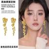 Compromisso de Primavera Novo Estilo Chinês Brincos de Borla de Borboleta Populares Brincos Longos de Alto Nível Brincos de Pino para Mulheres