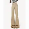 Jeans Acampanados Retro Color Caqui Estilo Americano para Mujer, Nuevo Primavera 2026 Cintura Alta Ajustados Estilo Hot Girl Pantalones de Campana Adelgazantes