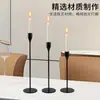 Suporte de Velas Dourado em Aço Inoxidável Personalizado Transfronteiriço Decoração de Velas para Jantar Romântico Ocidental Casamento Conjunto de Três Peças