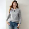 Suéter de manga larga para mujer, polo de cachemira con botones de cuerno, patrón de rombos en jacquard, estilo casual, tejido versátil