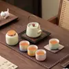 Juego de té degradado, un juego de cuatro tazas, una caja de regalo de alta gama, una tetera con asa, un regalo de empresa para clientes y empleados, un regalo de juego de té