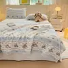 Novo Conjunto de Roupa de Cama Fronhas Conjunto de Três Peças Lã de Leite Mais Veludo Espessado Quente de Inverno Lavável à Máquina Lençol Estampado Peça Única