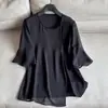 2026 Seda de Morera Doble Crepé Nuevo Color Sólido Verano Delgado Camiseta de Seda Top de Diseñador para Mujeres Venta al por Mayor H06FT126
