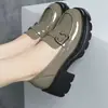 Mocasines de suela gruesa para mujer 2026 nuevo estilo otoño zapatos de mujer con tacones gruesos, cuero brillante, suelas suaves, zapatos de vestir estilo británico para mujer