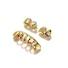 Set de Grillz Estilo Hip-Hop, Grillz Dentales Huecos Chapados en Oro, Moda Urbana Transfronteriza Tendencia Accesorios de Rapper para Escenario Venta al por Mayor