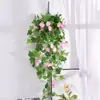 Planta Artificial de Simulação Transfronteiriça Flor de Glória da Manhã Parede de Flores de Glória da Manhã Pendurada Decoração de Sala de Estar Decoração de Planta Verde de Plástico Orquídea Aranha Cesta Suspensa
