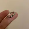 Anel Liso em Prata de Lei S925 Anel com Flor Escovada e Zircônia Anel Aberto para Dedo Indicador Feminino de Nicho Alto Padrão Não Desbota Atacado