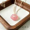 Colgante de collar de Calcedonia de Ágata Rosa Natural, Nuevo Estilo Chino Hebilla de Paz Rosa, Candado de Nube Propicia, Calabaza, Guanyin, Colgante de Buda