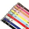 Coleira de PU para animais de estimação com contas de pérola de vidro coloridas e corrente, coleira decorativa ajustável para gatos e cães