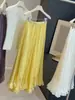 Falda de Malla Estilo Francés para Mujer, Temporada de Verano, Dobladillo Ultra Ancho, Corte Holgado, Adelgazante, Moderna, Elegante, Fluida, Lujo Ligero, Sensación de Alta Gama