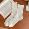 Verão Novo Estilo Japonês Malha Fina Respirável Flor Escura Moderno Estilo Branco Meias Femininas Ins Soltas Estilo Faculdade Meias Empilhadas