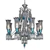 Lustre de cristal francês transfronteiriço, iluminação única estilo europeu italiano para sala de estar, sala de jantar, villa, duplex e grandes luminárias azuis