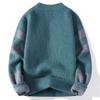 Transfronterizo 2026 Invierno Nuevo Suéter Grueso de Punto Holgado para Hombre Cuello Redondo Casual Estilo Coreano Suéter con Bloques de Color para Hombre Moderno