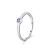 Anel de prata esterlina S925 requintado, novo anel de zircônia roxa, design simples, anel circular para presente de namorada