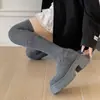 Botas de Moda de Punto para Mujer Caída/Invierno Hasta la Rodilla Tacón Alto 2026 Calcetín Elástico Alto Adelgazante Tacón Grueso Versátil