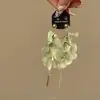 Brisa en la TardeAretes Verdes de Flor de Principios de Primavera con Borlas de Pétalos, Pinzas para Orejas y Accesorios para Orejas de Estilo Resort de Alta Gama
