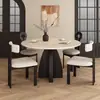 Mesa de Jantar Pedra de Caverna Natural Estilo Francês Redonda Doméstica Madeira Maciça Preta Apartamento Pequeno Mármore Redonda Central Estilo Antigo Mesa de Jantar Placa de Rocha