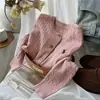 Nuevo Cárdigan de Punto Bordado con Trenzas Otoño e Invierno Cuello Redondo Alta Calidad Corto Elegante Suéter Abrigo Superior