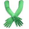 Guantes Largos Color Negro Ding para Mujer Satén Elástico Guantes de Etiqueta para Vestido de Novia cosplay Colocación Guantes de Halloween