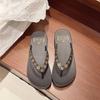 Chinelo Feminino Novo Verão 2024 Cor Sólida Salto Anabela Chinelos Quentes Online Moda Casual Calçados de Praia Beira-Mar