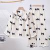 Pijamas nuevos para niños Niñas Primavera y Otoño Bebé Algodón Burbuja Crepé Manga Larga Niñas Ropa Fina para el Hogar Talla 8-18
