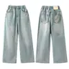 Jeans para Niñas Primavera y Otoño 2026 Estilo Nuevo Pantalones Rectos para Niños Mayores Pantalones de Pierna Ancha para Estudiantes de Secundaria Pantalones Finos de Moda
