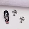 Joyería Retro Crocore para Uñas Arte de Uñas Punk Cruz Scout Flor Metal Plateado Oscuro Joyería para Uñas al Mayoreo