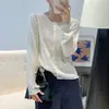 Cardigã de Tricô Lyocell Tencel Cinza de Alta Qualidade para Mulheres, Gola Redonda, Tricô Fino de Verão, Proteção Solar, Peça para Ambientes com Ar Condicionado