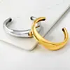 Pulsera Abierta Geométrica de Moda Personalizada Más Vendida en Europa y América Pulsera Dorada de Acero Inoxidable Retro Joyería Transfronteriza