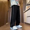 Calça Casual Reta Solta Marca Tendência Forrada com Lã Outono/Inverno Calça Esportiva Longa de Perna Larga Tendência Masculina Calça Longa de Perna Larga