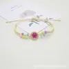 Pulseira de Flores Secas de Barraca de Mercado Noturno, Joia de Flores Reais, Pulseira Trançada, Pulseira com Aro de Liga de Flor de Borboleta e Narciso, Ornamento de Vidro