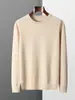 Suéter Nuevo de Lana 100% Pura para Hombre Otoño e Invierno Cuello Redondo Manga Larga Jersey Holgado Cálido Casual Tejido Capa Base