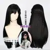 Identity V Skin de Vinculación Mercader Antiguo Peluca Cos Peluca Negra Cuero Cabelludo Negro Cabello Trenzado Superior Cabello Largo Liso E-Sports