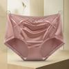 Ropa interior de satén francés sedoso de talle medio, malla sexy sin costuras, delgada y transpirable para verano, bóxer rojo angora para mujer