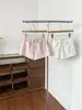 Verano 2026 Nuevo Estilo Coreano Ins Dulce Simple Elegante Versátil Cordón Pantalones Cortos Casuales de Cintura Alta Pierna Ancha para Mujer
