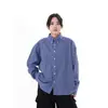 2881 # Hioyo Retro Americano Clásico Camisa Perezosa de Cuadros Azules Chaqueta Camisa Holgada Versátil de Gama Alta