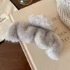 Grampo de Cabelo Ondulado de Pelúcia Novo Outono e Inverno Grande para Parte de Trás da Cabeça Feminina Presilha Tubarão Simples Casual Acessórios de Cabelo